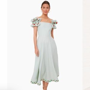 Fanm Mon Linen Off Shoulder Embroidered Dress
